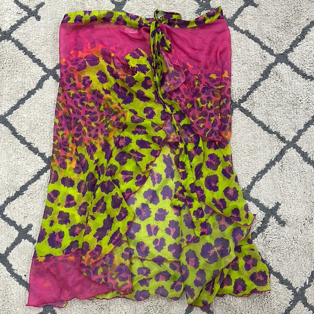Bindya - Multicolor Cheetah Print Swim suit cover skirt - great condition